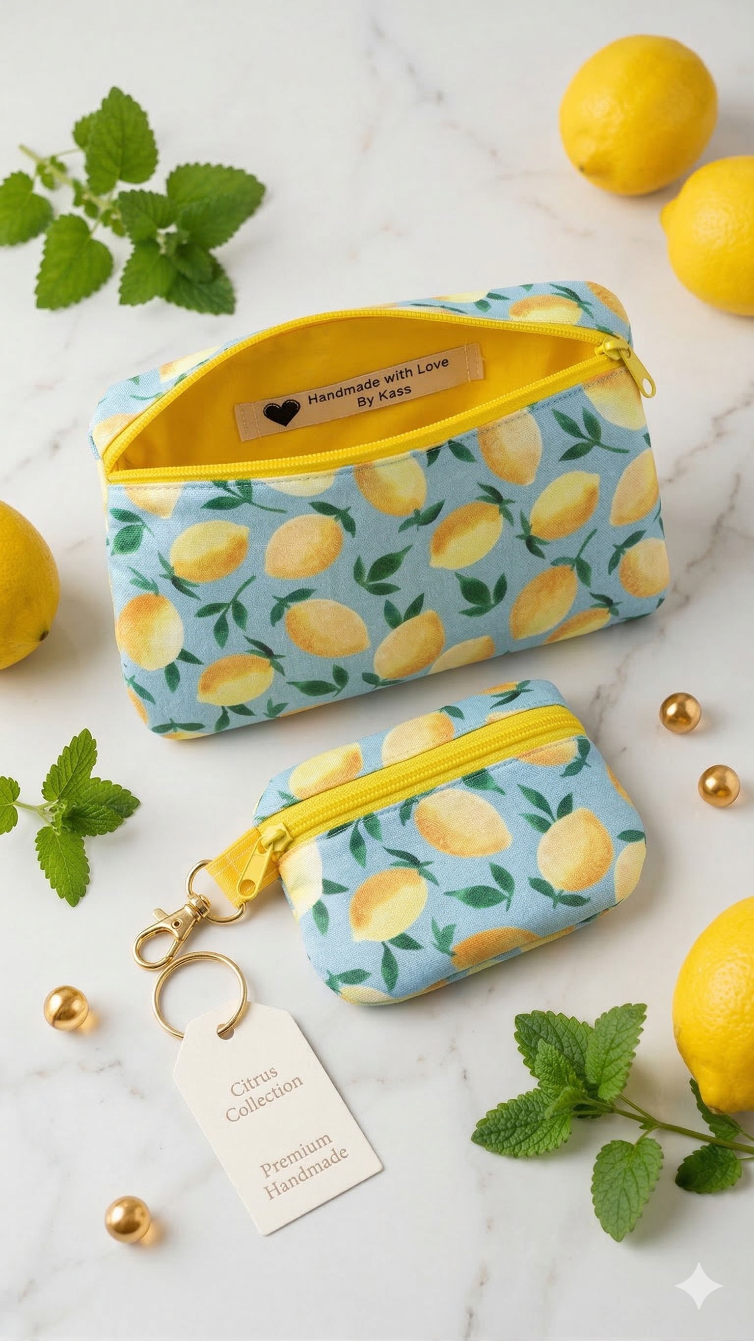 Lemon Zipper Pouch